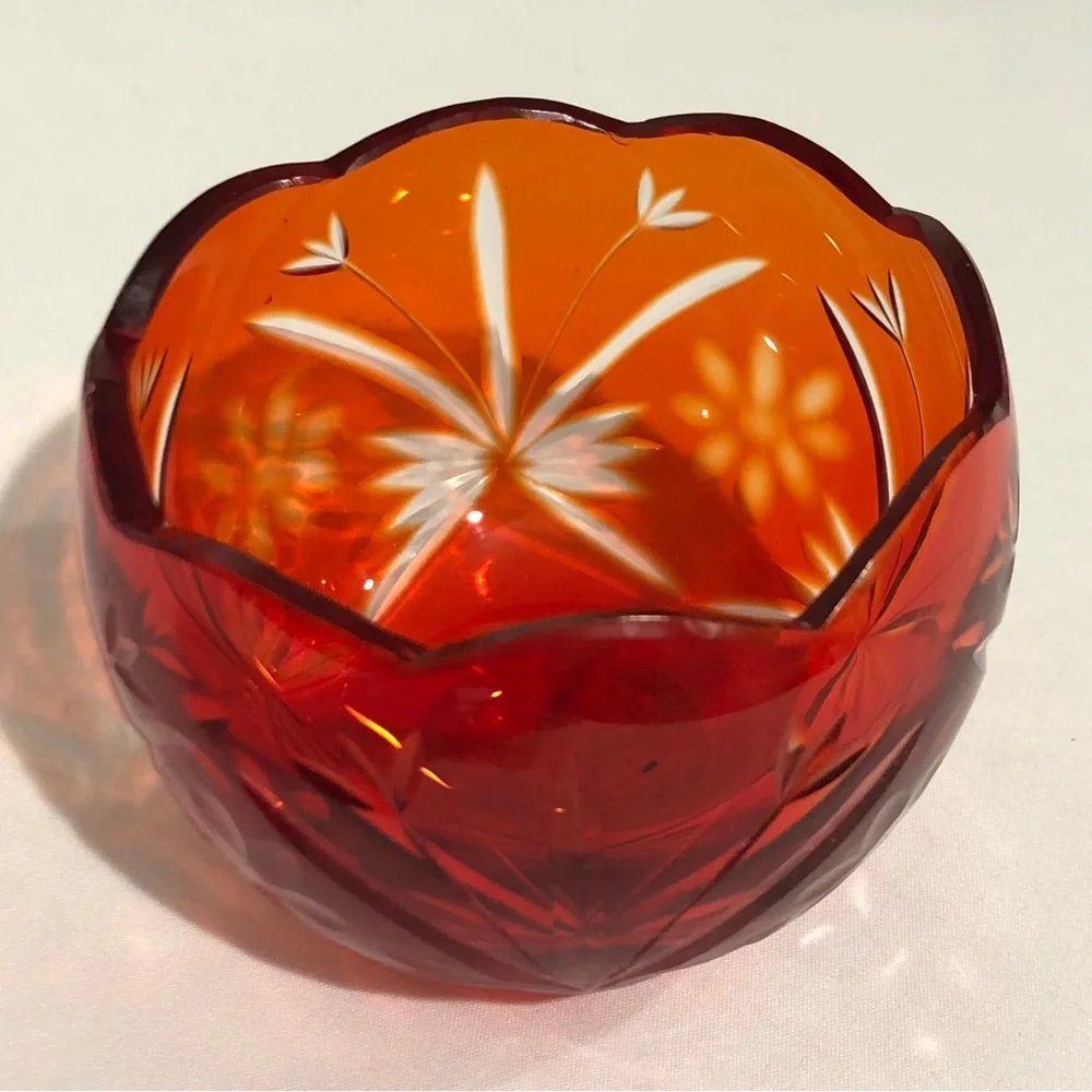 Red & Green Glass Candle Holders Set of 2